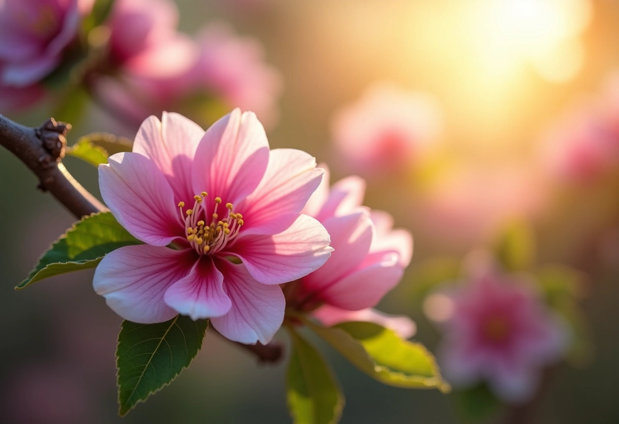 arbres fleurs roses