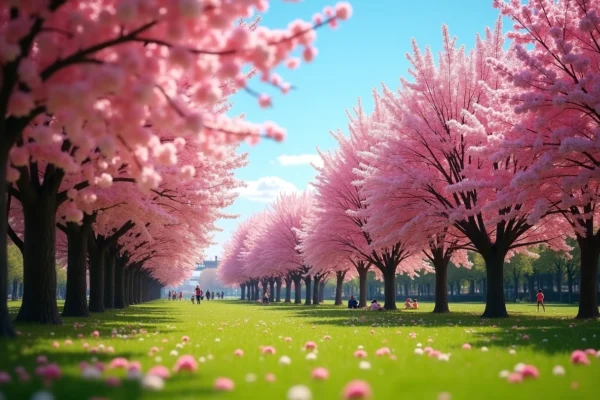 La floraison éblouissante des arbres à fleurs roses en été